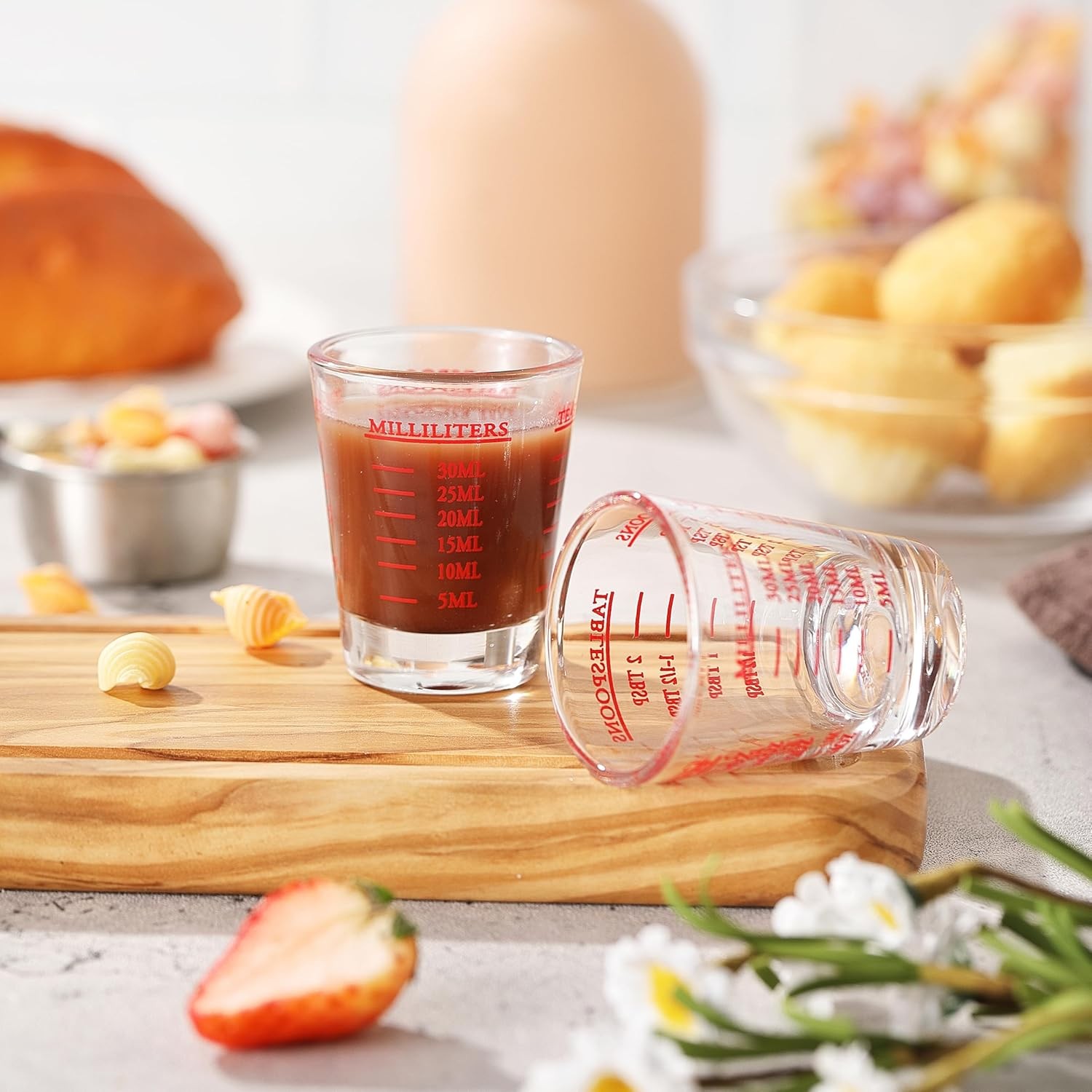 Shot Glass Measuring Cup, 2PCS Measuring Shot Glasses, Thick Base Liquid Measuri