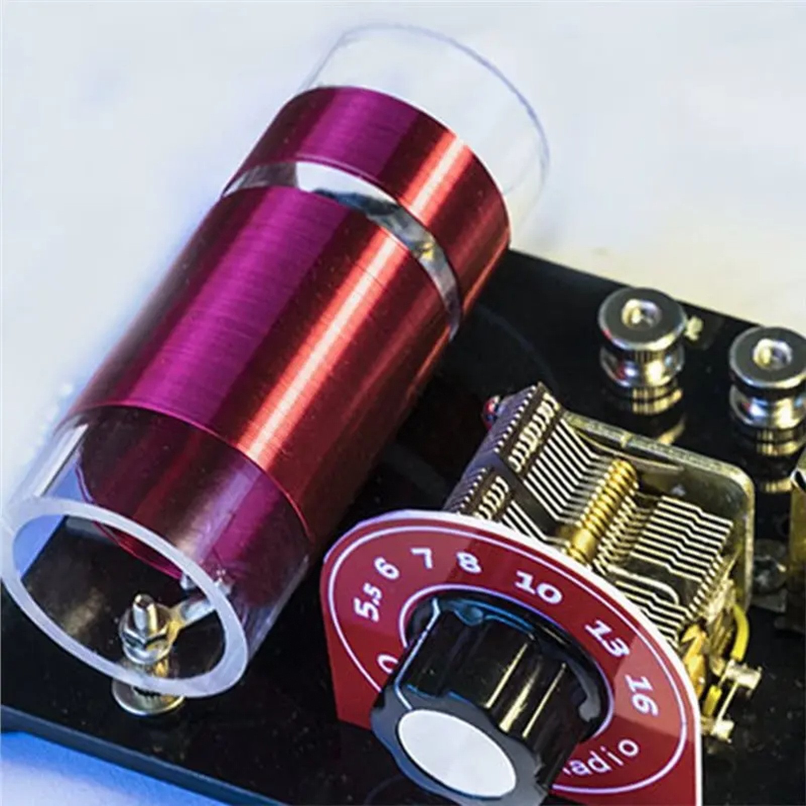 Crystal Radio Kit – Dual-Loop Coil, Air Variable Capacitor, Diode Detector