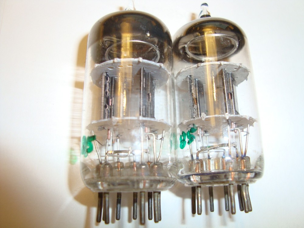 One Matched Pair 12AT7 Tubes, Sylvania, Full Black Plate