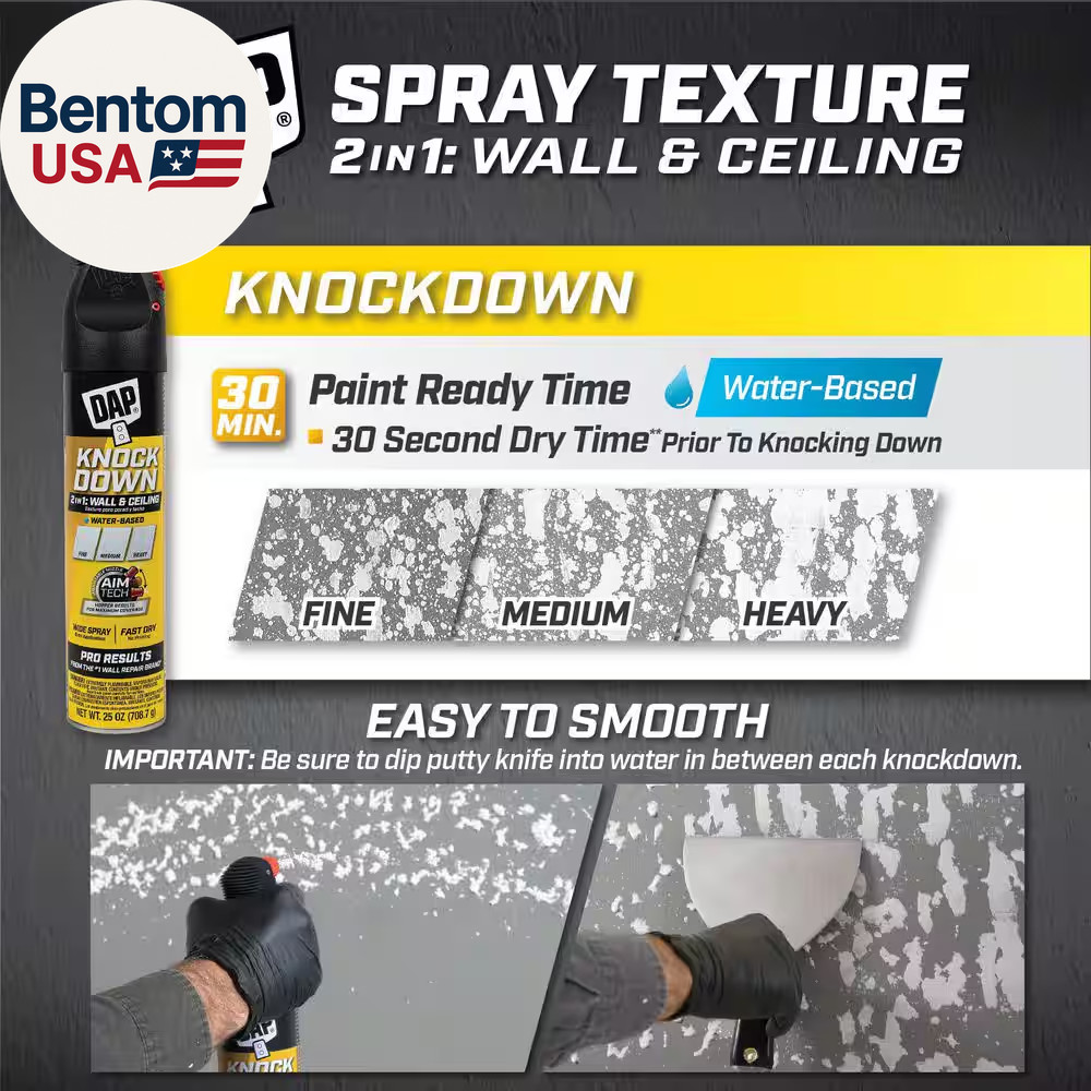 Spray Texture 25 Oz. Knockdown Water Based 2 In.1 Wall and Ceiling White Texture