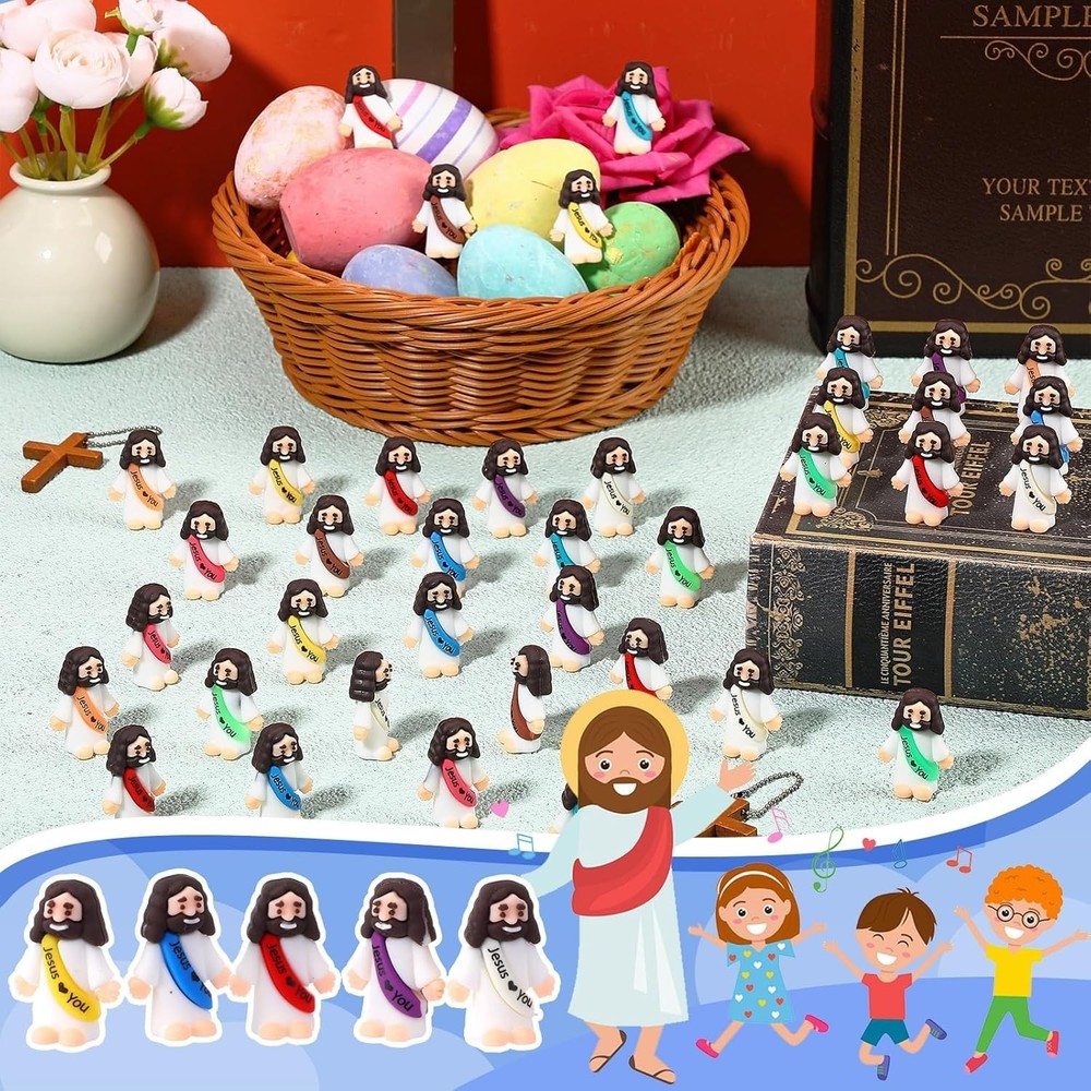 Miniature Jesus Doll Collection - 50 Vibrant Figures for Easter Egg Stuffing