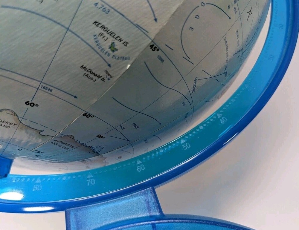 Replogle Globemaster Rotating World Globe on Blue Plastic Stand 12"