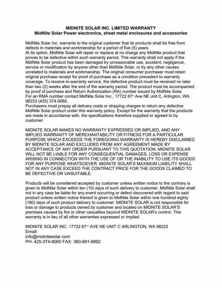 MidNite Solar MNFX-CABLE Faux Cable