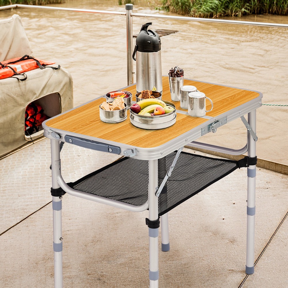 Outdoor Folding Camping Table, 2ft Portable Pinic Table with 3 Adjustable Height