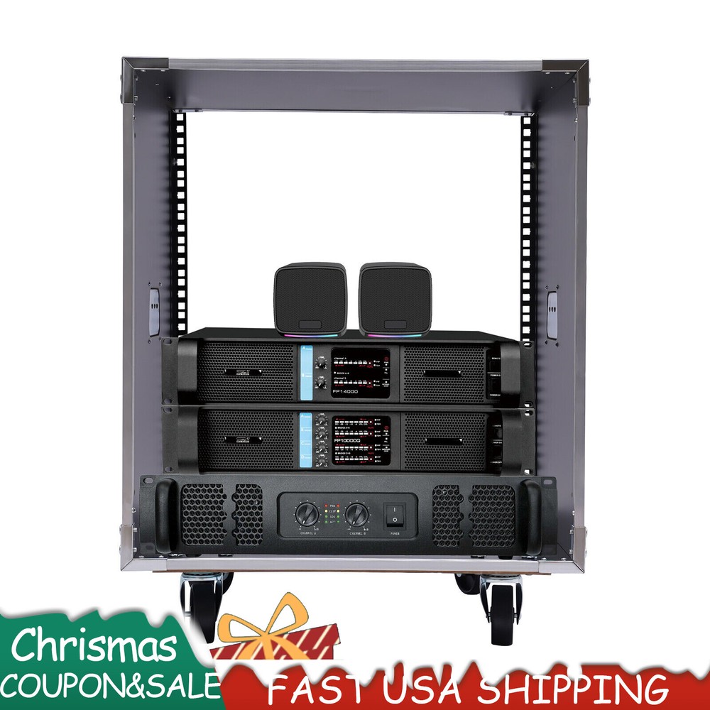 12U Cabinet Rolling Network Rack Audio Studio Video Telecom Equipment Rack Black