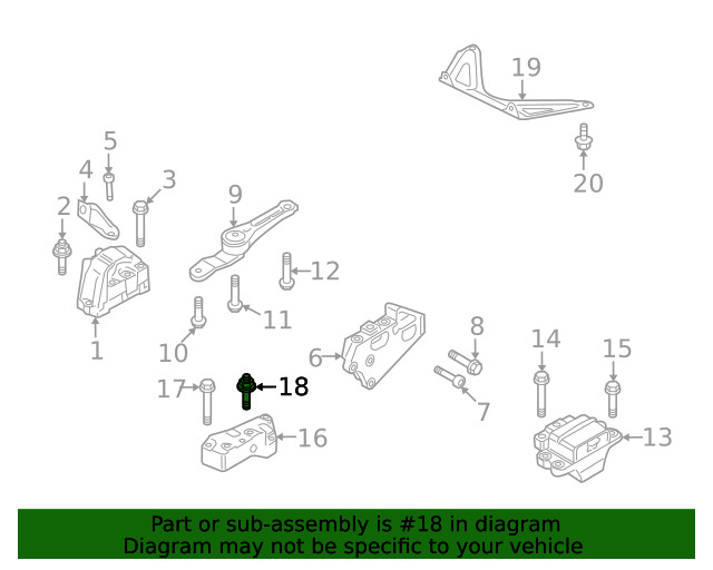 Genuine Audi Mount Bracket Mount Bolt N-910-614-01