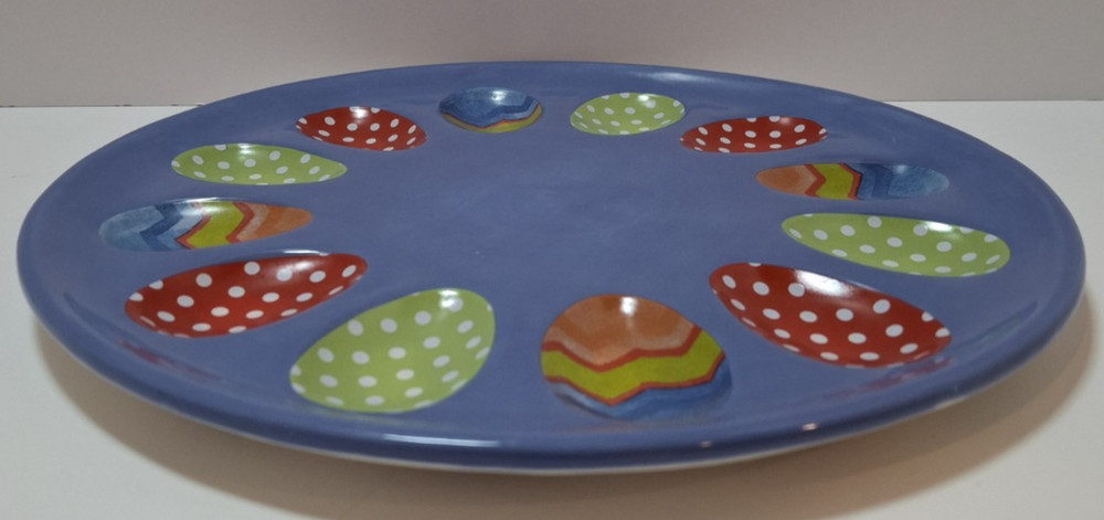 Harry & David 2008 Easter Egg/Deviled Egg Platter Ceramic Porcelain 12 Egg Beds