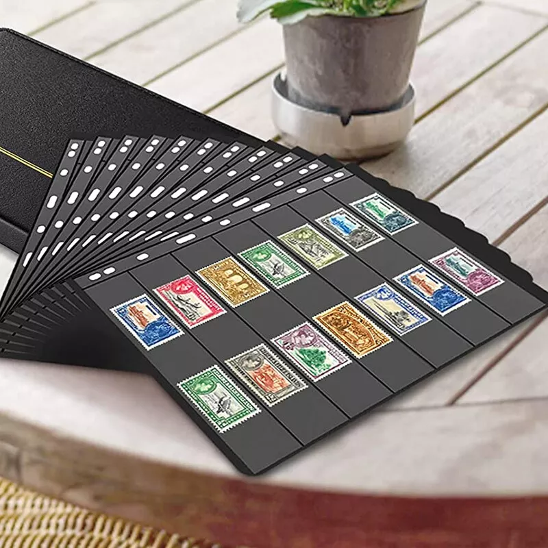 10PCS Black Stamp Stock Pages 7 Rows Double Side Archival Sheet US