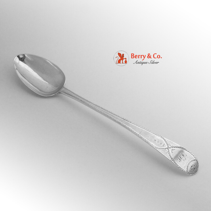 Hester Bateman Stuffing Spoon Bright Cut 1784 Sterling Silver Monogram DH