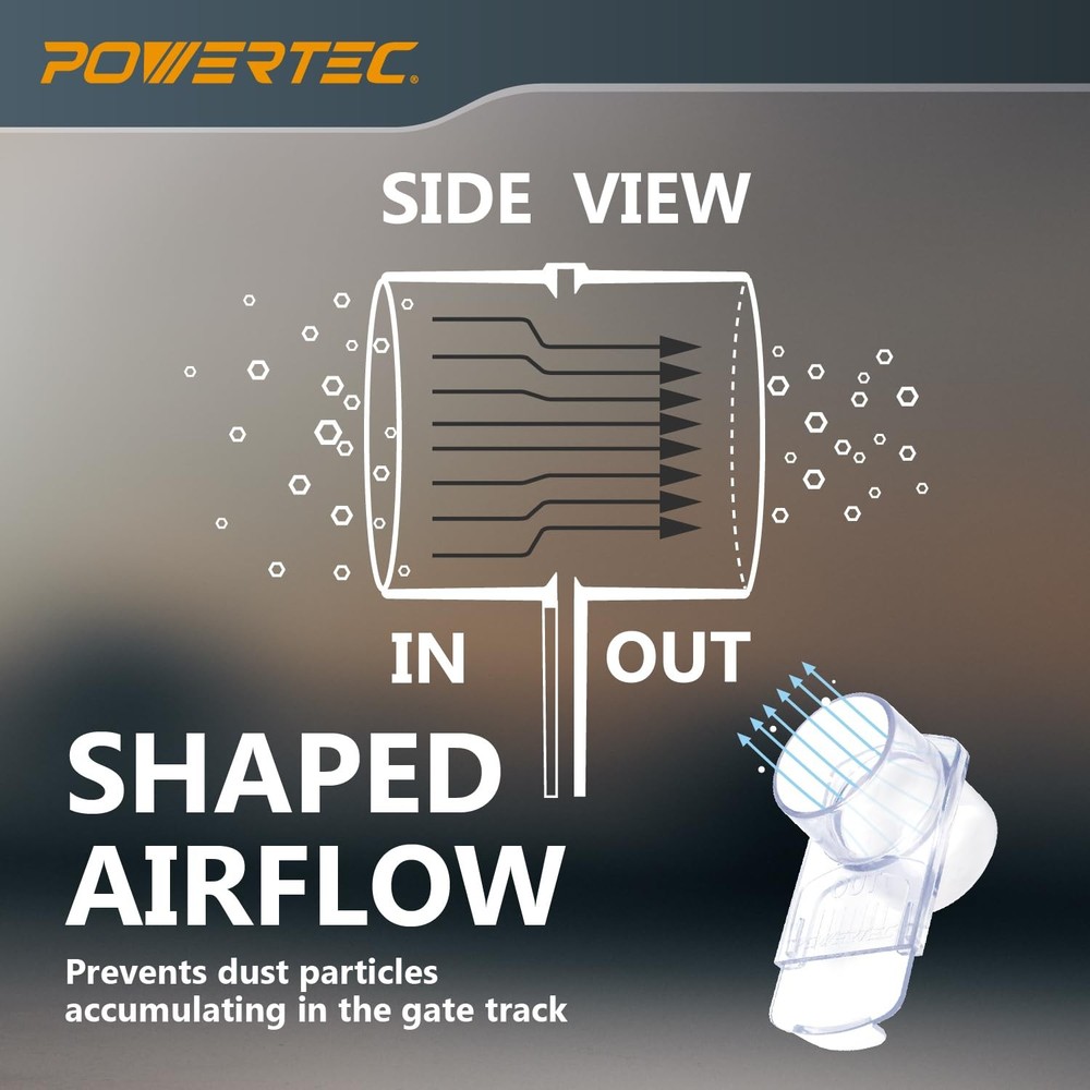 POWERTEC 4" Blast Gate, Clog Clear Gate