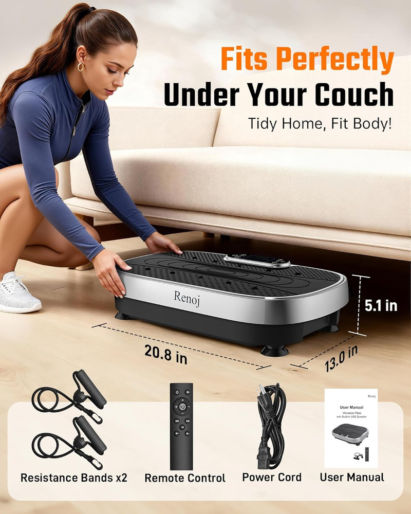 Vibration Plate Exercise Machine - 455 Lbs Full Body Vibrating Platform with Blu