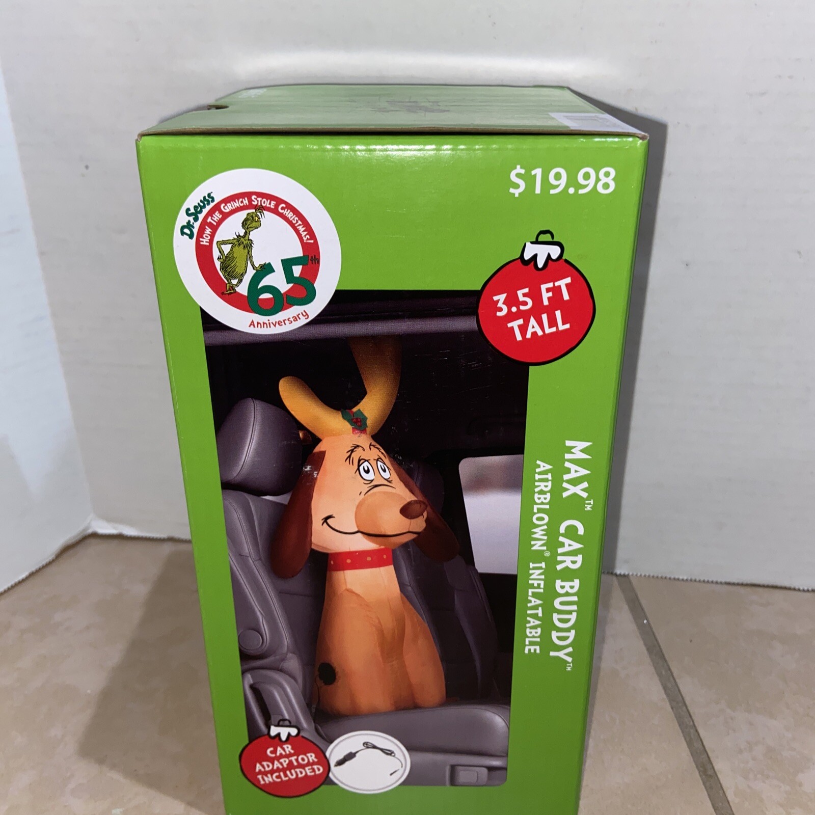 MAX CAR BUDDY AIRBLOWN INFLATABLE 3.5 FT. TALL 65TH ANNIVERSARY New Grinch Auto