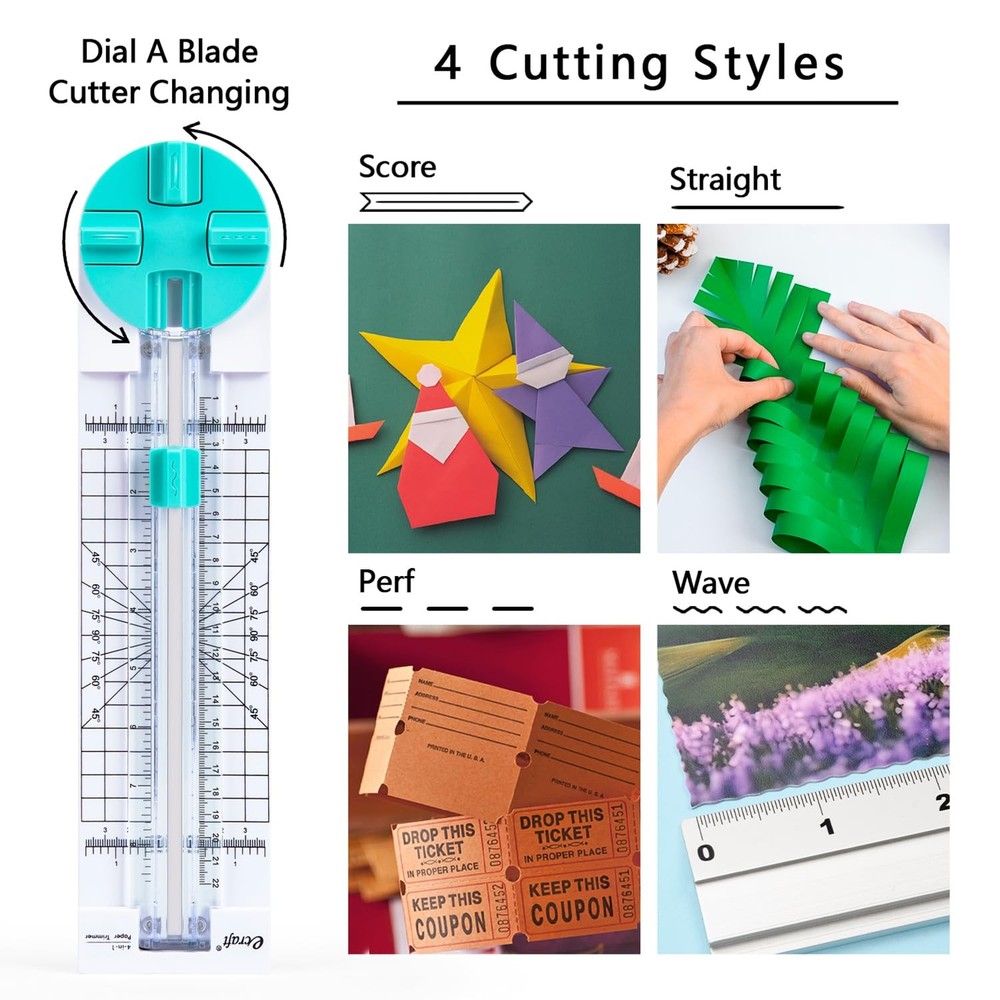 Trimmer Craft Cutter: 4 Style Multi-Function Scrapbooking Tool with Dial Blad...