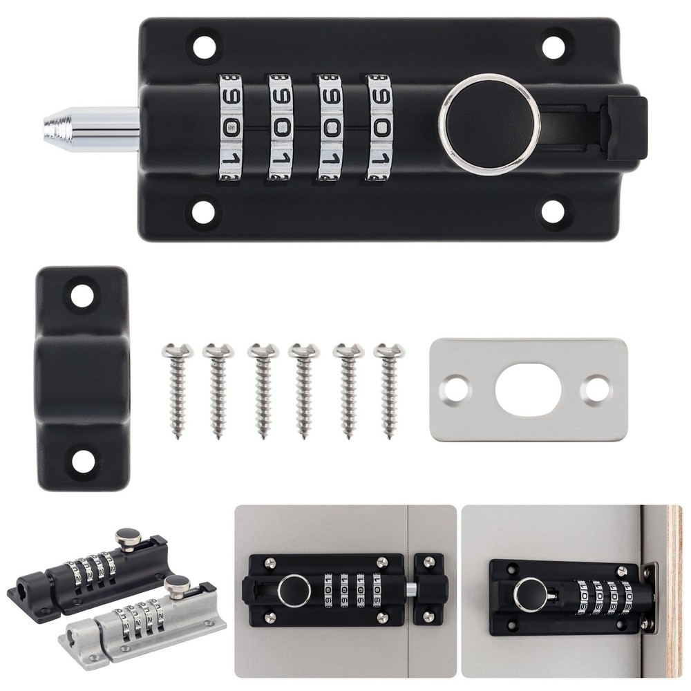 1x Combination Bolt Lock 4 Digit Pin Code Home Door Combination Slide Latch Lock