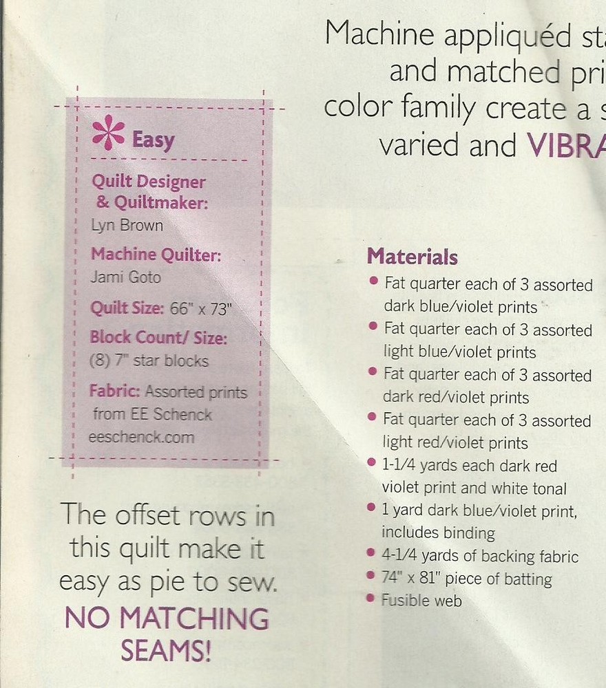 A0124 BLUEBERRY PARFAIT QUILT PATTERN/INSTRUCTIONS