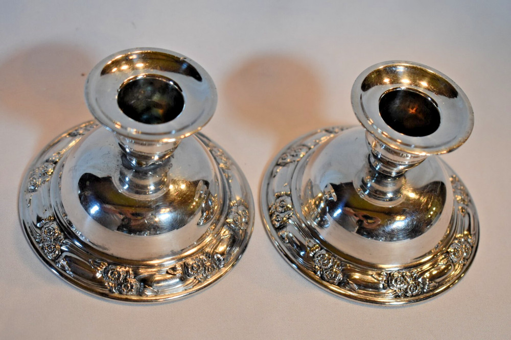 William A. Rogers by Oneida Ltd Silversmith Silver Candleholders - 2