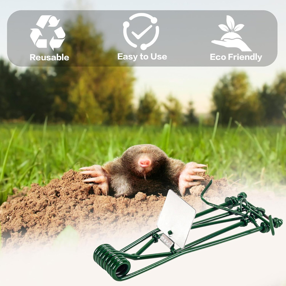 10 Pack Gopher Traps - Reusable Metal Gopher Trap Easy Set Weather Proof Mole V
