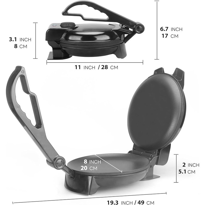 Electric Roti Maker Non Stick U-Shaped Plate Temperature Control Fast Heating US