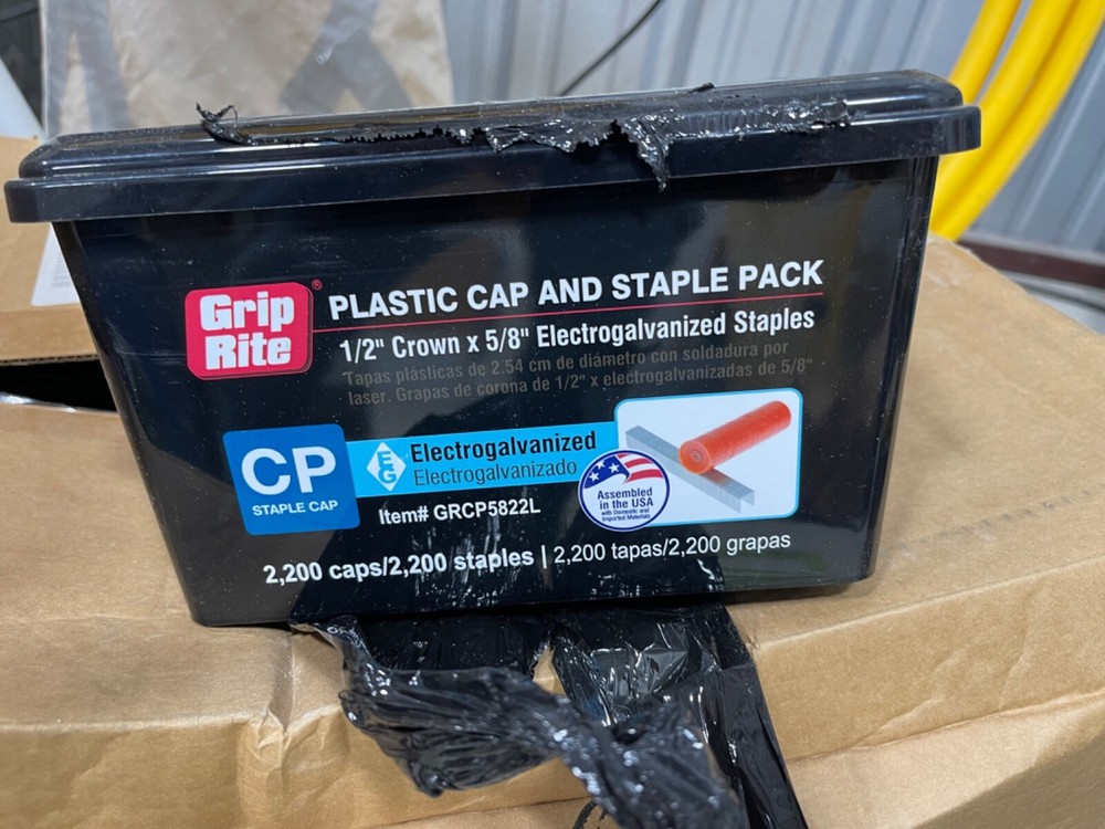 Griprite roofing button caps and staples for button cap gun