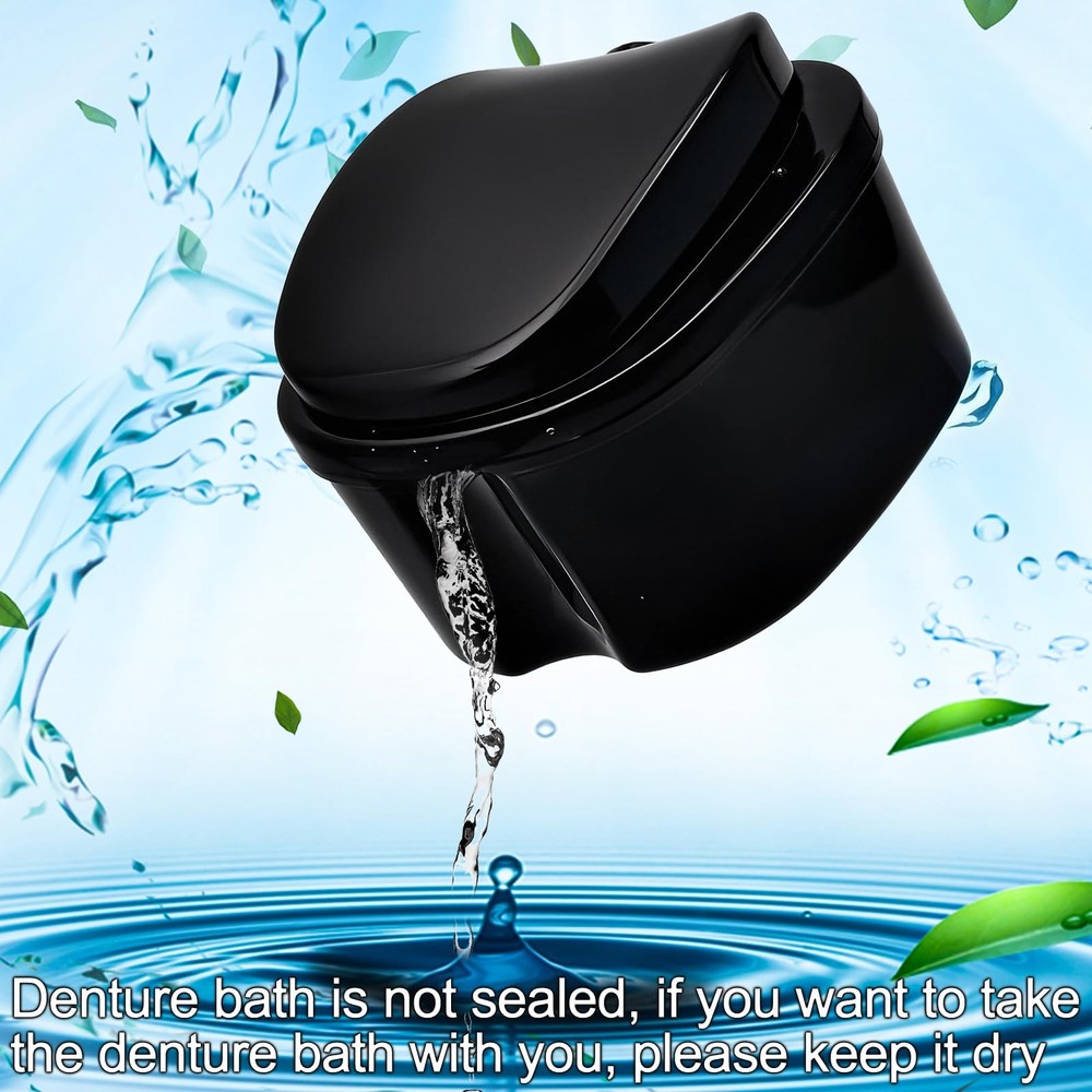 Black Denture Soaking Container Partial Case, Orthodontic
