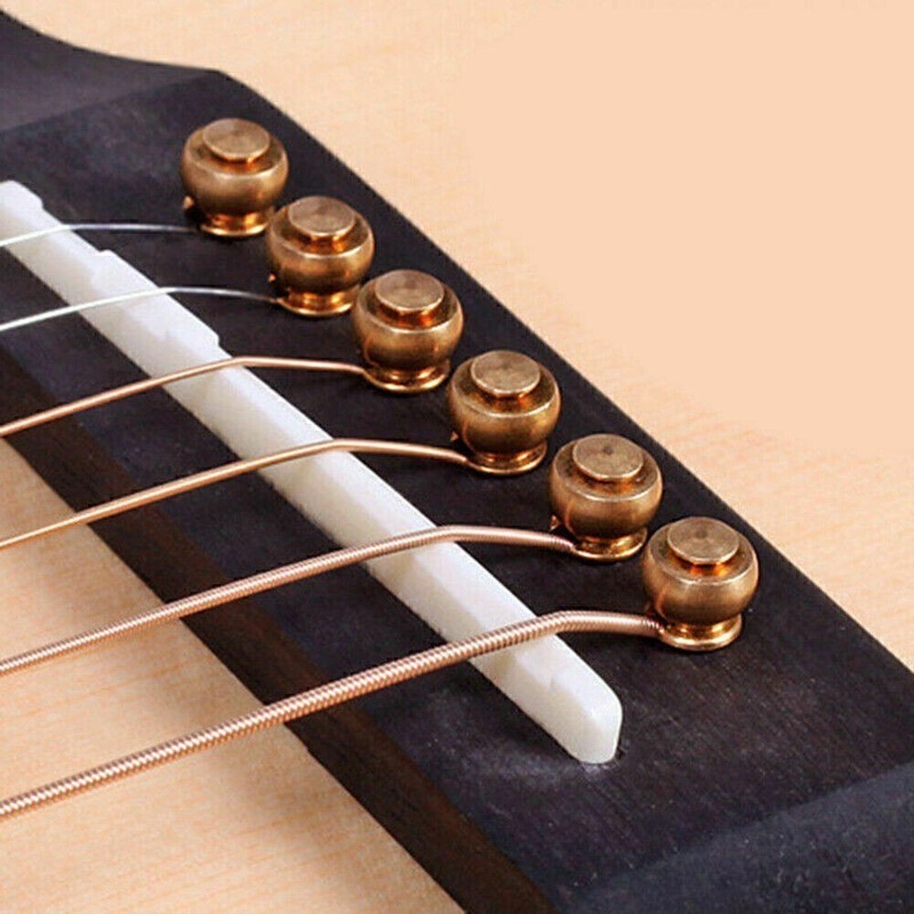 6Pack Acoustic Guitar Brass Bridge Fixed Pins Cone String Dot Solid String Nails