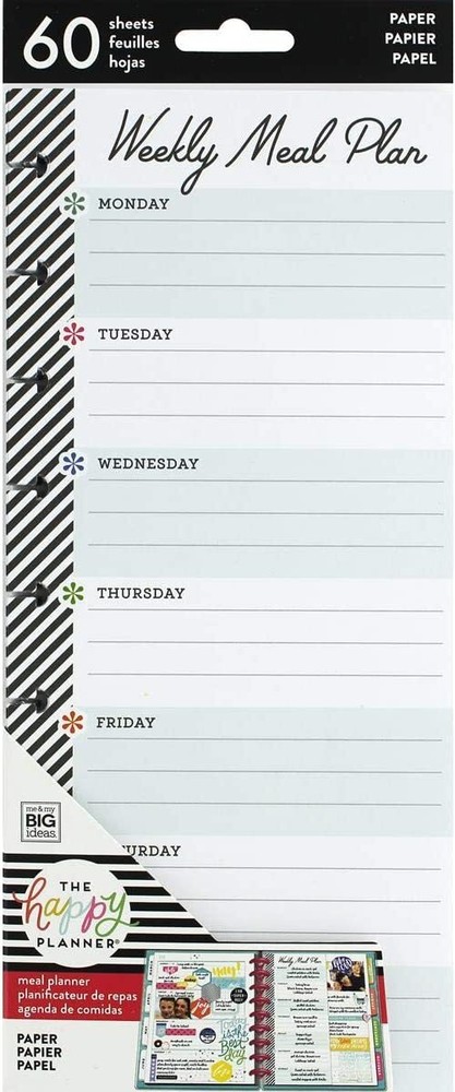 me & my BIG ideas Meal Plan / Grocery List Half Sheets - 60 Pre-Punched 2-Sided