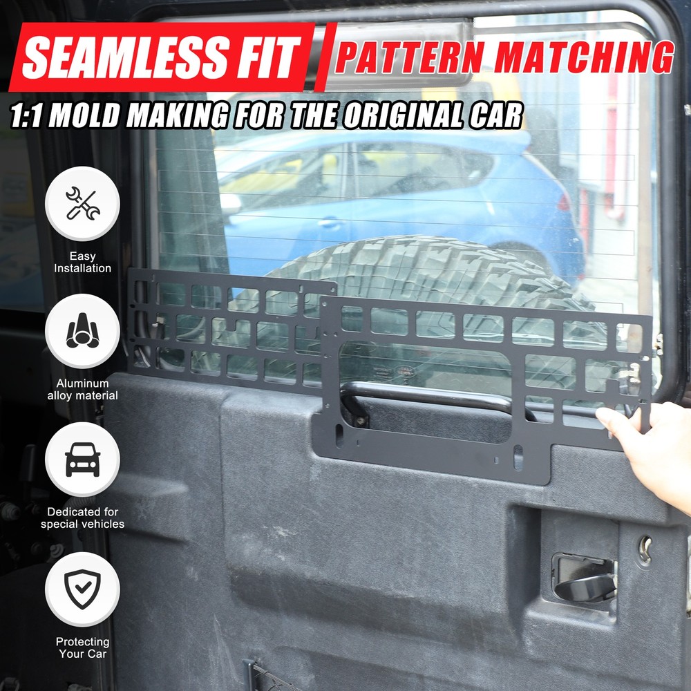 Tailgate Window Storage Fence Molle Panel Rack For Land Rover Defender 2004-2018