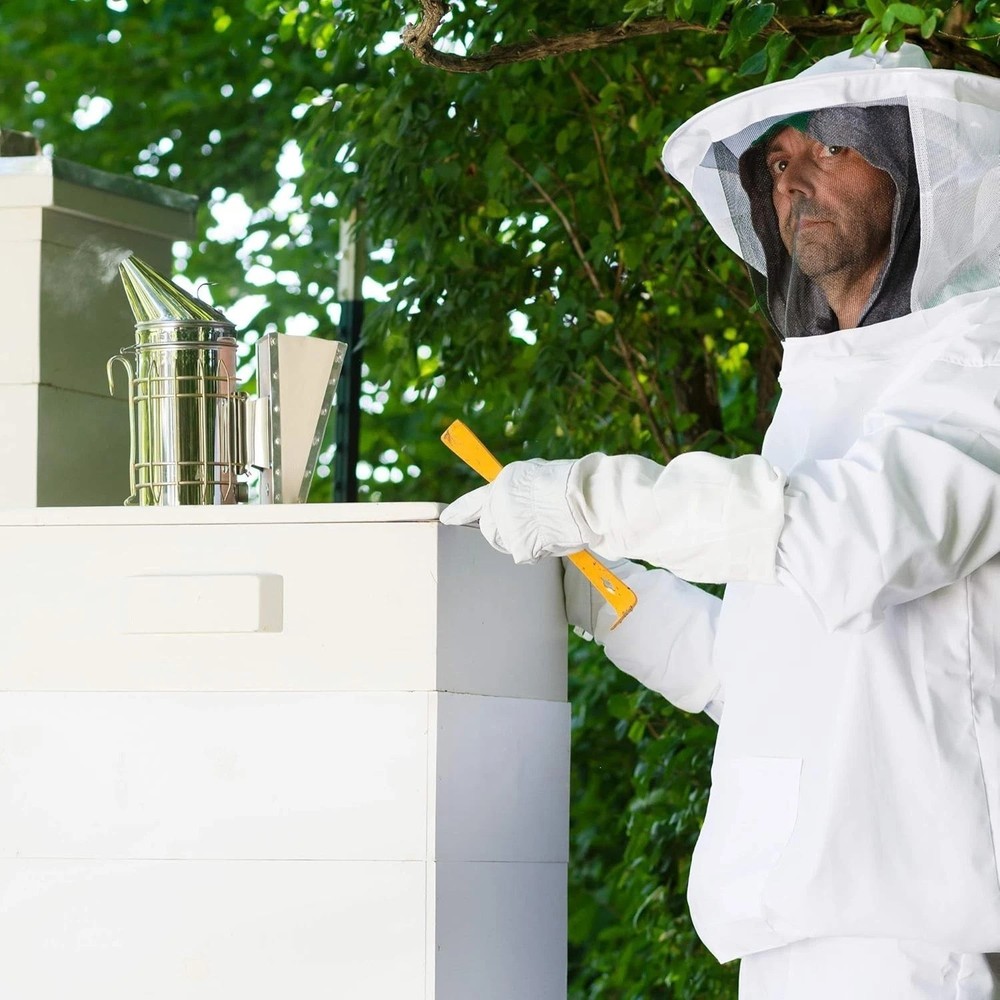 Professional White Large Beekeeping Suit, Jacket, Pull Over, Smock with Veil,