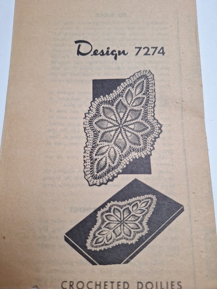 Oval Pineapple 7274 Doilies Doily Crochet Pattern Cotton Thread Mail Order VTG