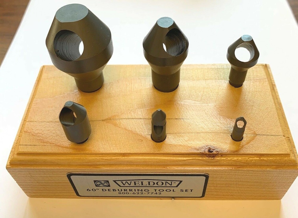 WELDON 60 DB 6 PC 60 DEG ZERO FLUTE COUNTERSINK & DEBURRING SET 99038 USA