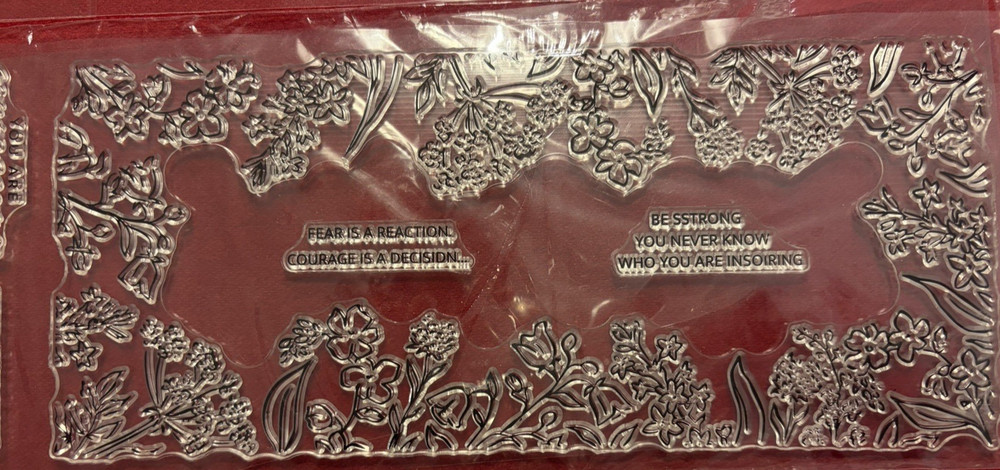 Slimline stamp with coordinating die and 3 stencil set