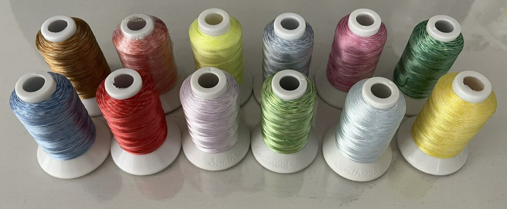Embroidery Machine Polyester Thread 12 Rolls Assorted Colors (Melange)