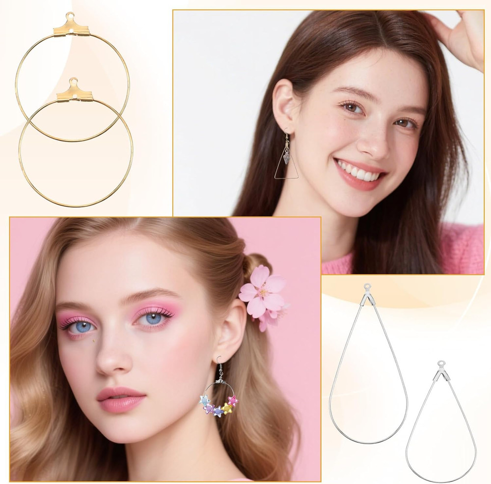 200 Pcs Earring Making Kit with Beading Hoop Earring Finding Component Accessori