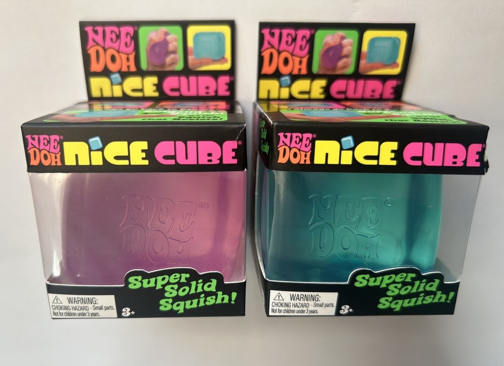 x2 NeeDoh Nice Cube 🔥 Purple & Blue Set Super Solid Squishy Fidget Toy Viral