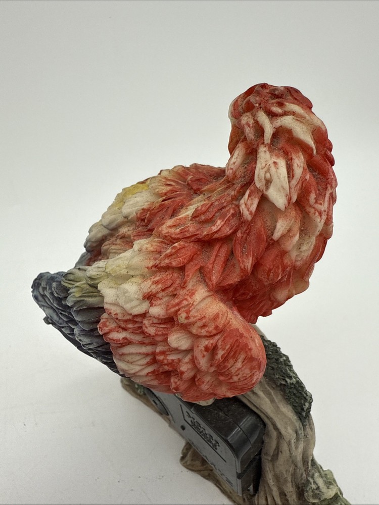 Red Parrot Desk Clock Working Approx 6.5" Tall 5" Wide