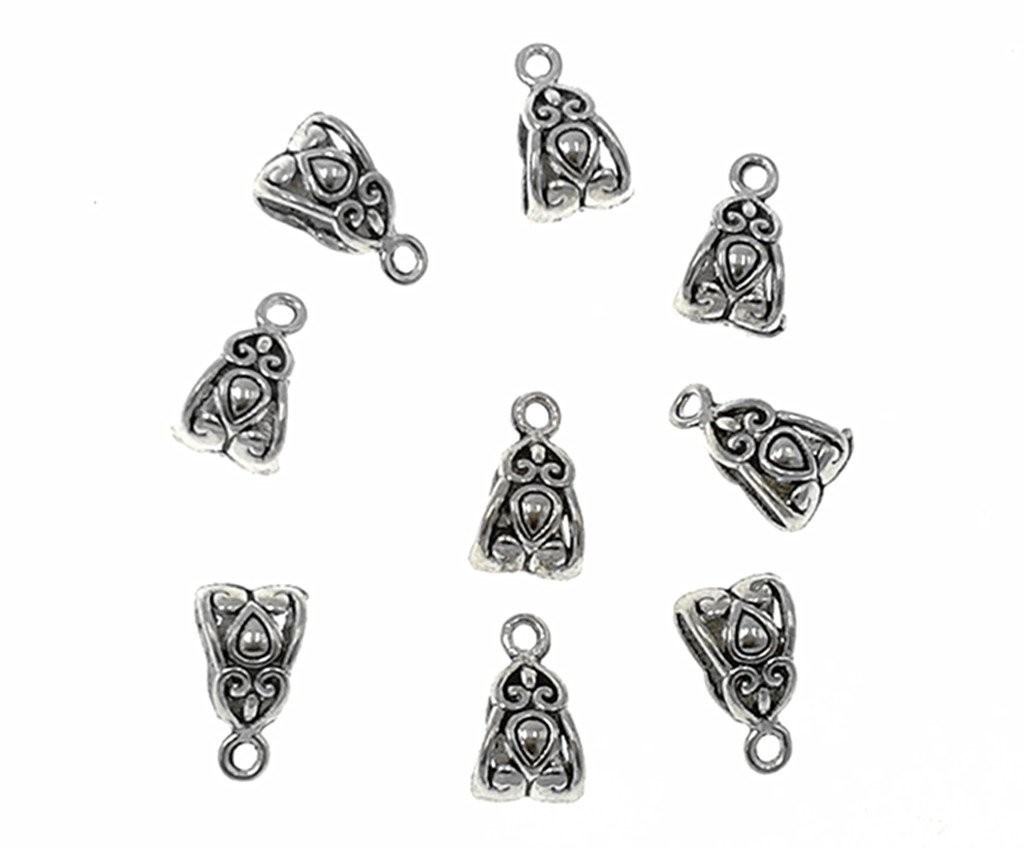 ALIMITOPIA 100pcs Alloy Beads Bails Connector for DIY Necklace Small, Silver