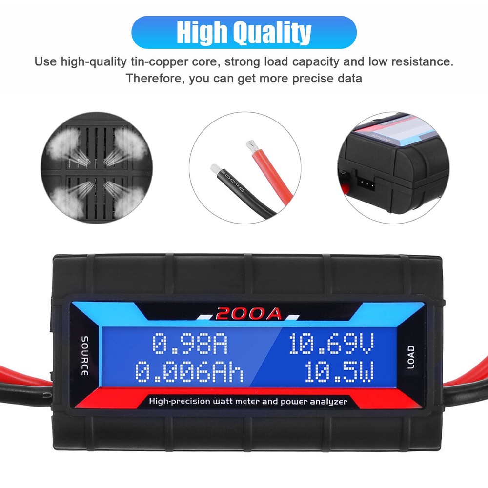 200A Digital Volt Watt Meter Digital DC Caravan Solar Power Analyzer Anderson