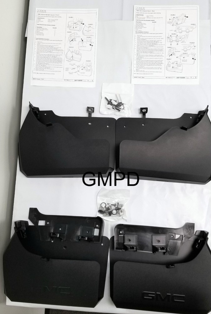2019-2025 New Generation Sierra Front & Rear Black Molded Splash Mud Guards
