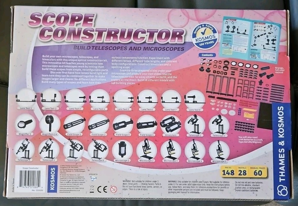 THAMES KOSMOS SCOPE CONSTRUCTOR BUILDS TELESCOPES & MICROSCOPES NEW IN BOX NEW