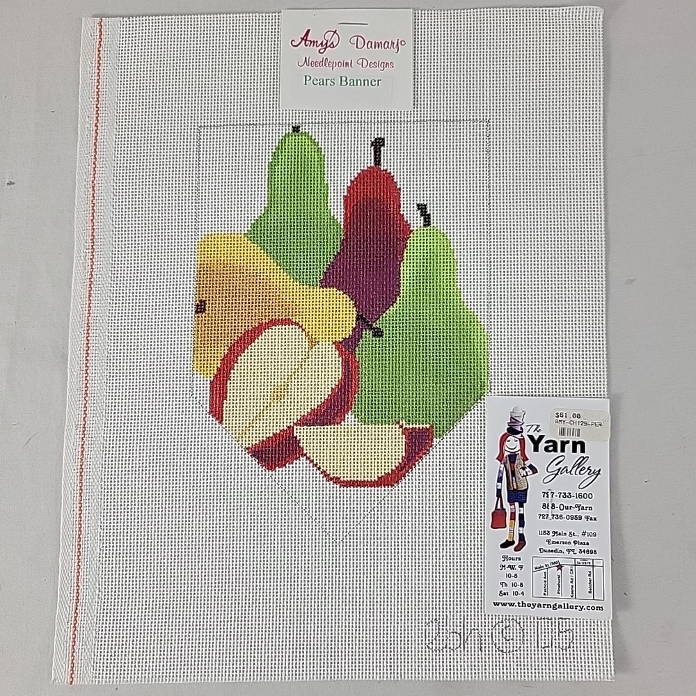 Handpainted Needlepoint Canvas Fruit Stitch Guide Pears Amy Damarj Beth Hunt