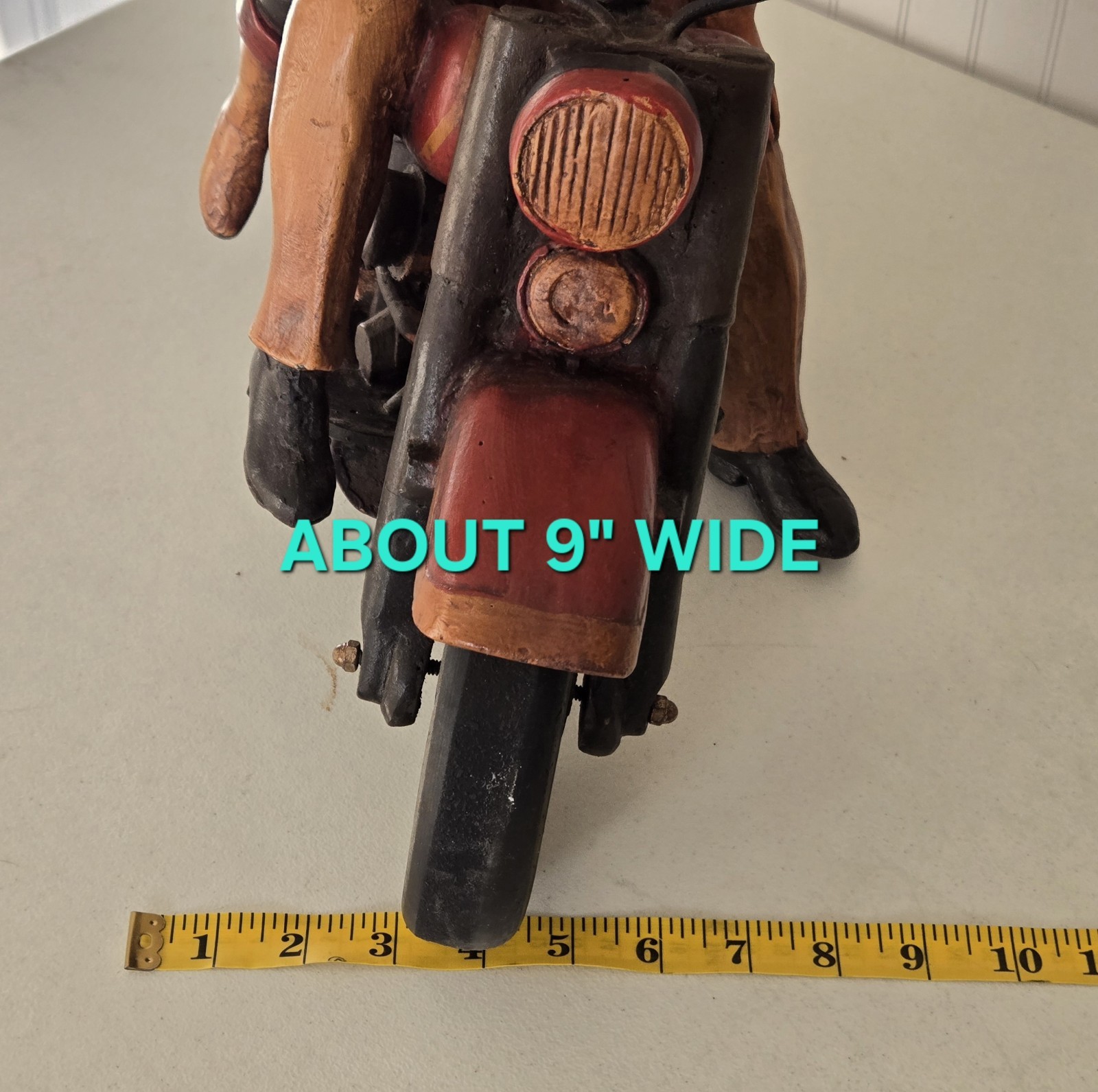 LARGE Wooden Sailor & Date Couple Riding Harley Davidson Motorcycle Sculpture