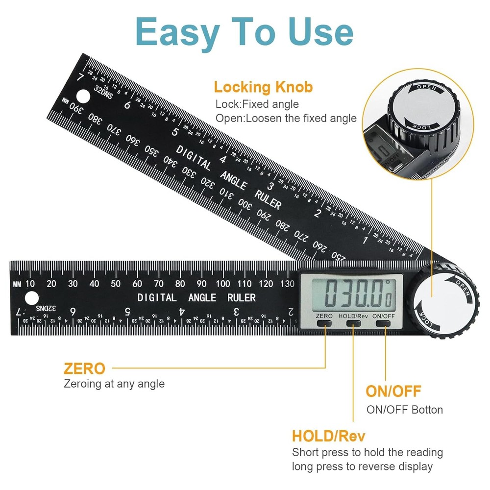 Third Generation Protractor Angle Finder, Digital Ruler with...