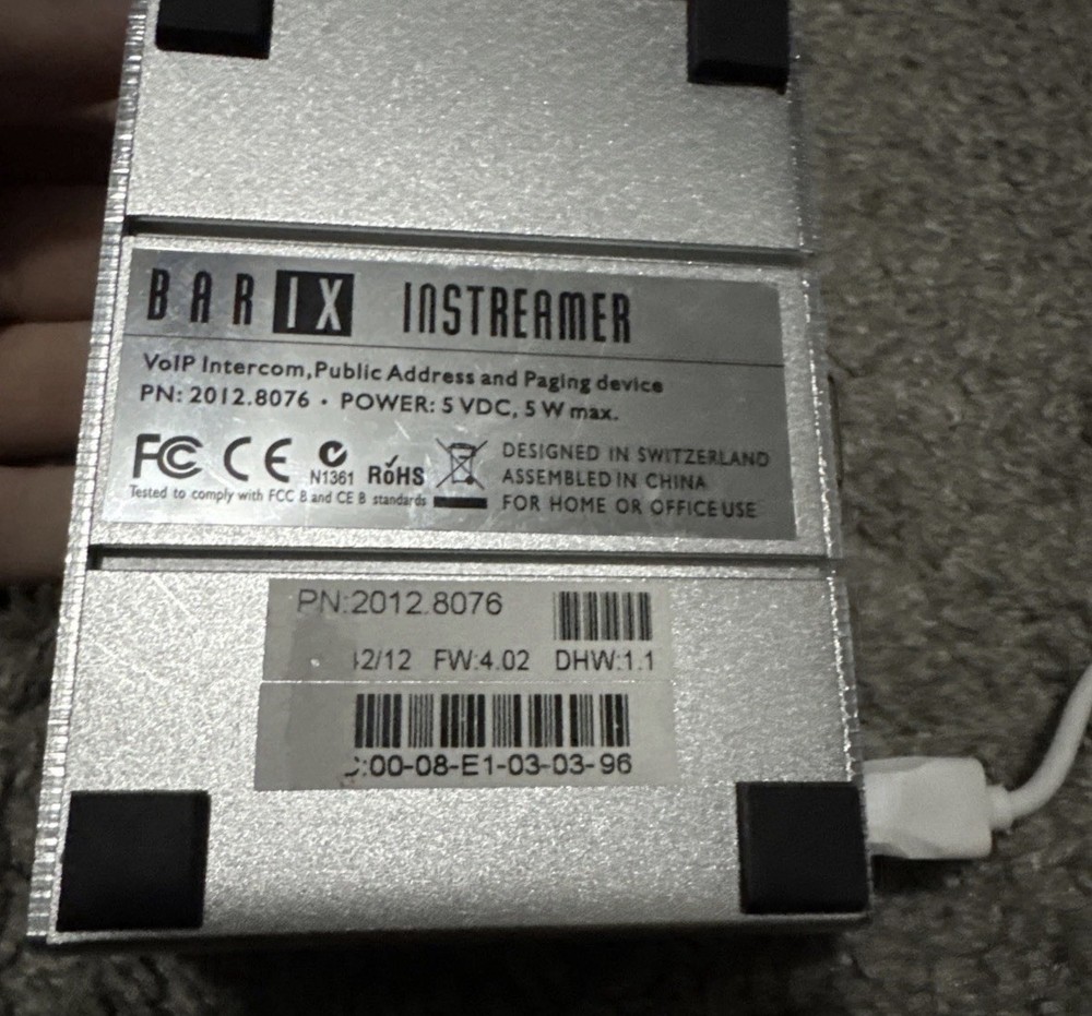 Barix Instreamer Network IP Audio Encoder
