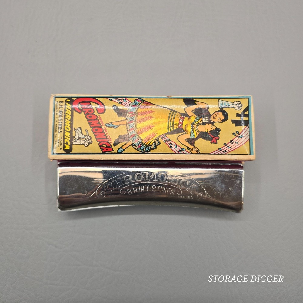 Vintage B.H. Industries Chromonica Harmonica, Made In India, Original Box