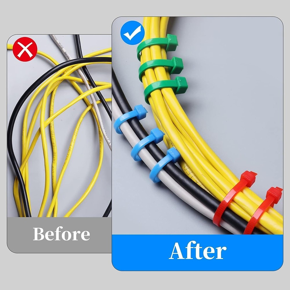 1200 Pieces Zip Ties Multi-Purpose Assorted Colored Self-Locking Nylon Cable ...