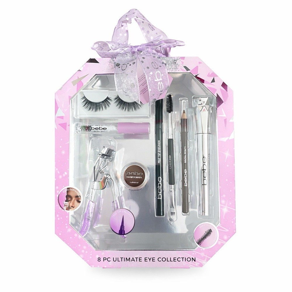 bebe 8 Pc Ultimate Eye Collection Makeup Gift Set Lashes Mascara Brow Tools