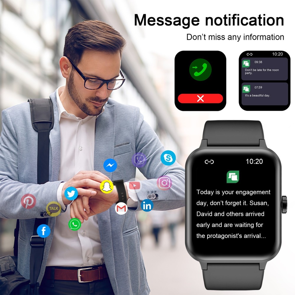 Smartwatch for Men/Women Bluetooth Compatible with iPhone Samsung Android