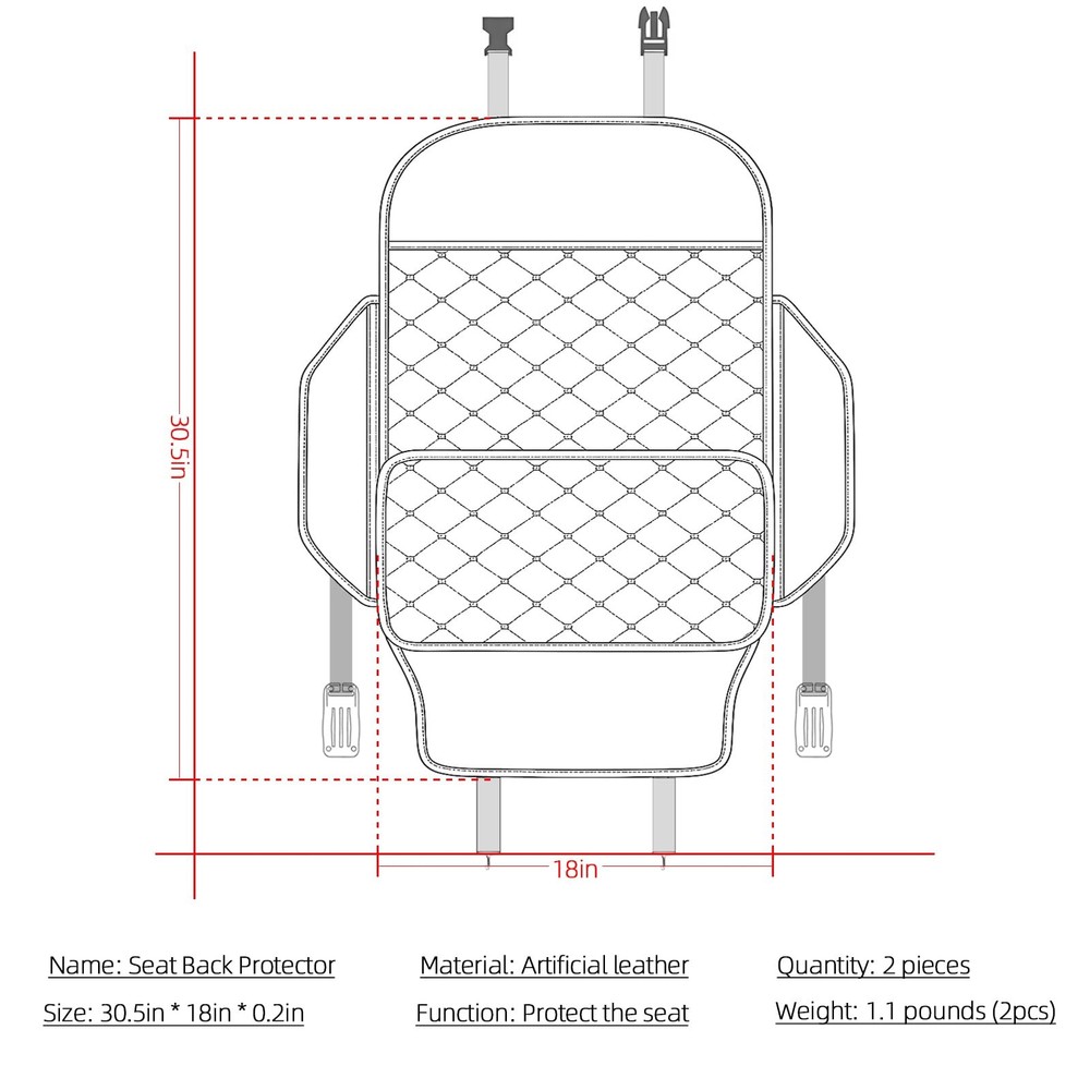 TAIKOO Seat Back Protector + Large Capacity Pocket Storage Black