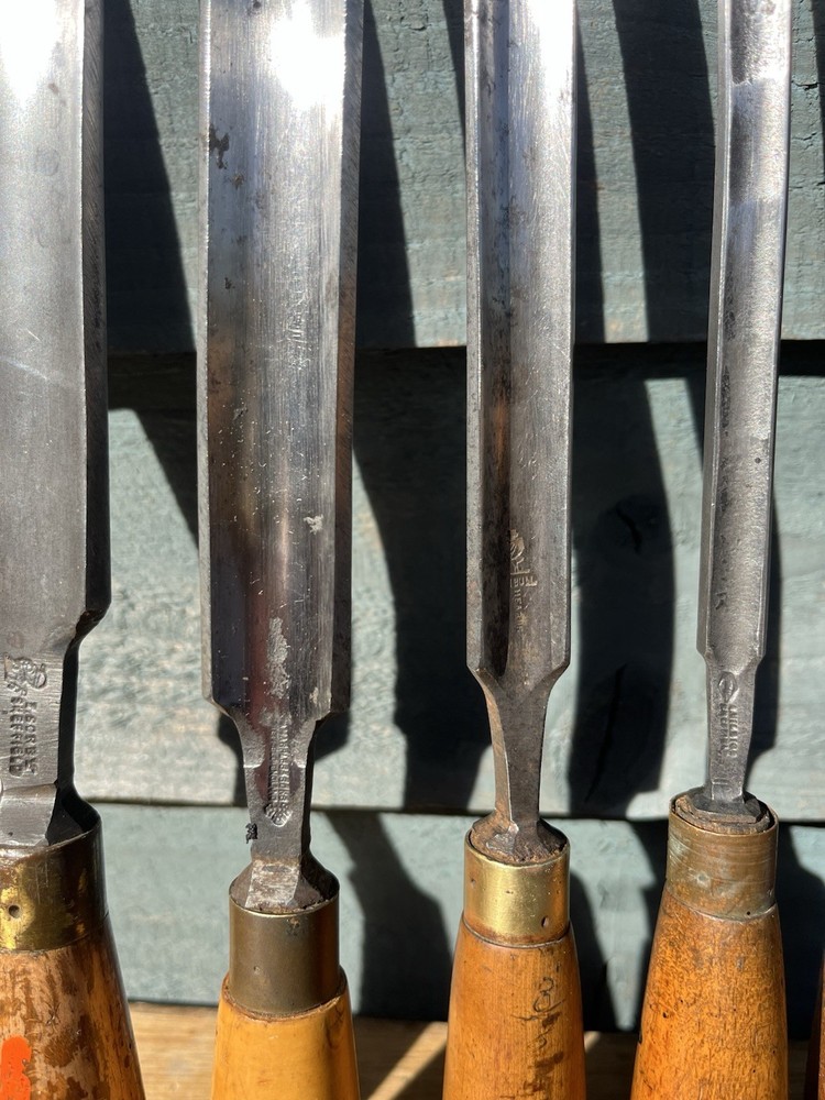 Set Of Vintage Paring Gouges By Sorby & Marples Patternmakers Carpentry Tools