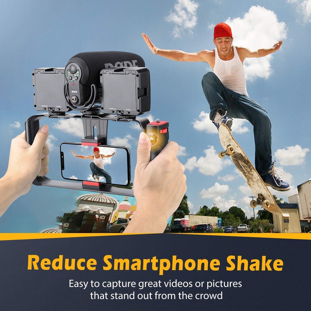 Smartphone Stabilizer Grip with Wireless Remote Shutter | Video Rig Tripod Mount